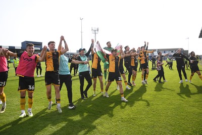 020526 - Barrow v Newport County - Sky Bet League 2 -  Newport players celebrates at full time