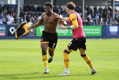 020526 - Barrow v Newport County - Sky Bet League 2 -  Bobby Kamwa of Newport County celebrates scoring a goal