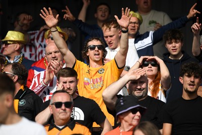020526 - Barrow v Newport County - Sky Bet League 2 -  Newport fans celebrates at full time