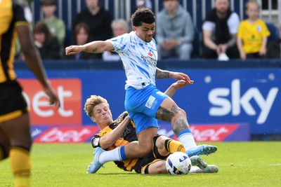 020526 - Barrow v Newport County - Sky Bet League 2 -  Tom Davies of Newport County is challenged by Kane Hemmings of Barrow