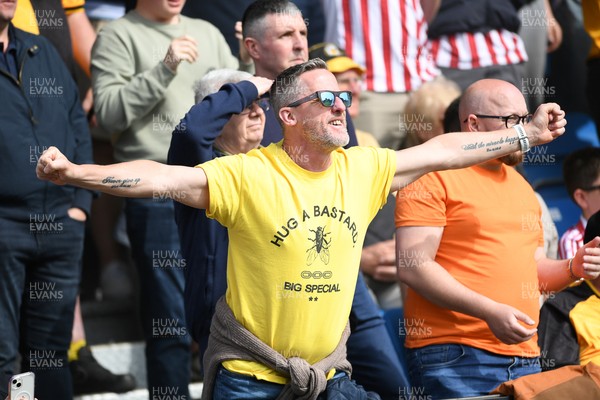 020526 - Barrow v Newport County - Sky Bet League 2 -  Newport fans celebrate after Jordan Wright of Newport County saves a penalty