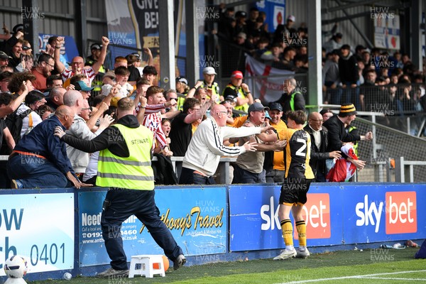 020526 - Barrow v Newport County - Sky Bet League 2 -  Ben Lloyd of Newport County celebrates after Tom Davies of Newport County scores a goal