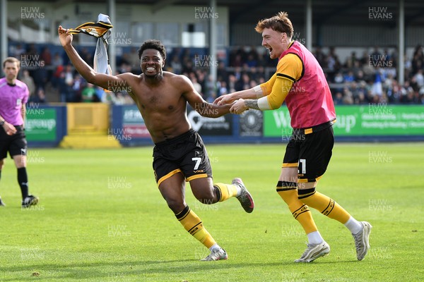 020526 - Barrow v Newport County - Sky Bet League 2 -  Bobby Kamwa of Newport County celebrates at full time with team mates