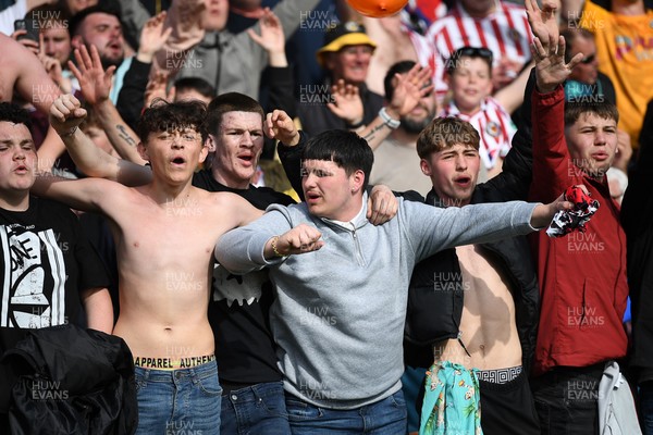 020526 - Barrow v Newport County - Sky Bet League 2 -  Newport fans celebrates at full time