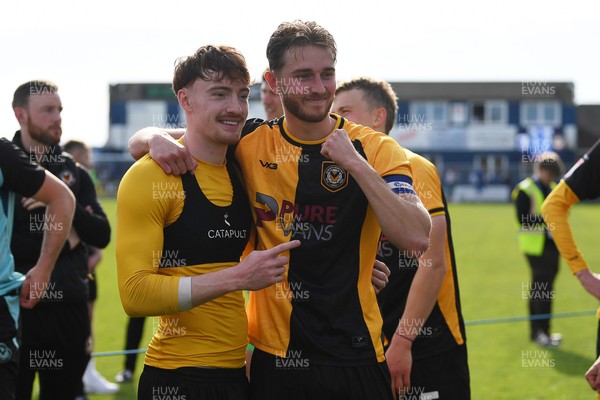020526 - Barrow v Newport County - Sky Bet League 2 -  Michael Spellman of Newport County and Matthew Baker of Newport County celebrates at full time