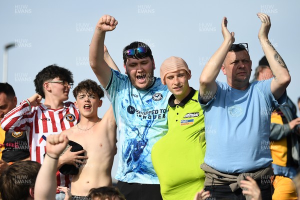 020526 - Barrow v Newport County - Sky Bet League 2 -  Newport fans celebrates at full time