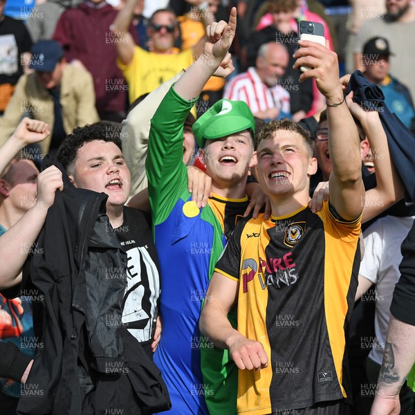 020526 - Barrow v Newport County - Sky Bet League 2 -  Sven Sprangler of Newport County celebrates at full time with fans