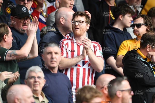 020526 - Barrow v Newport County - Sky Bet League 2 -  Newport fans celebrates at full time