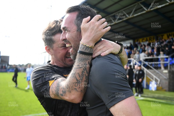 020526 - Barrow v Newport County - Sky Bet League 2 -  Newport County Head Coach, Christian Fuchs celebrates at full time