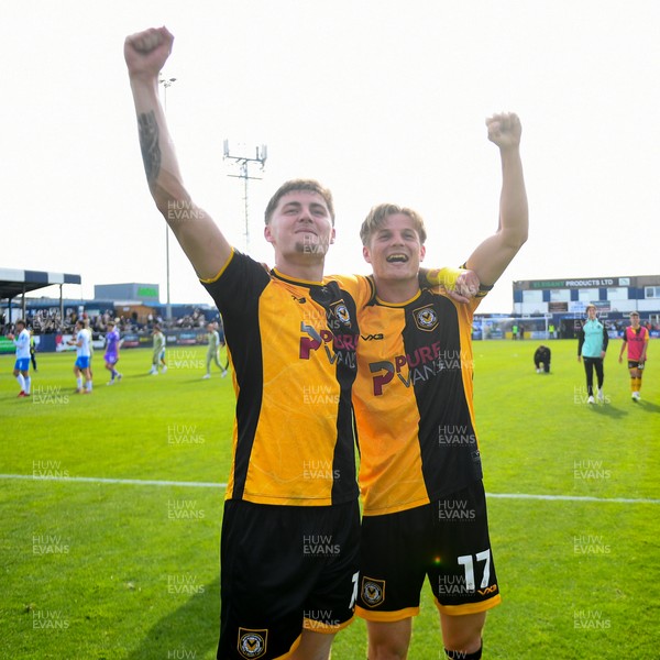020526 - Barrow v Newport County - Sky Bet League 2 -  James Crole of Newport County and Tom Davies of Newport County celebrates at full time