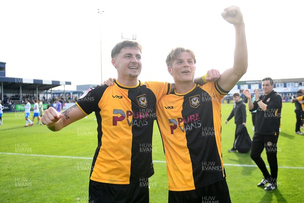 020526 - Barrow v Newport County - Sky Bet League 2 -  James Crole of Newport County and Tom Davies of Newport County celebrates at full time