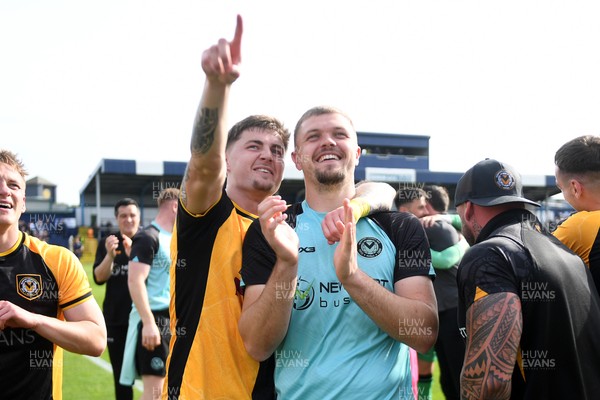020526 - Barrow v Newport County - Sky Bet League 2 -  James Crole of Newport County and Cole Jarvis of Newport County celebrates at full time