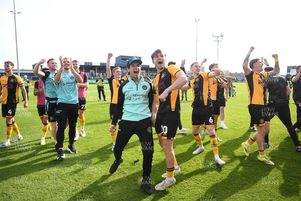 020526 - Barrow v Newport County - Sky Bet League 2 -  Newport players celebrate at full time