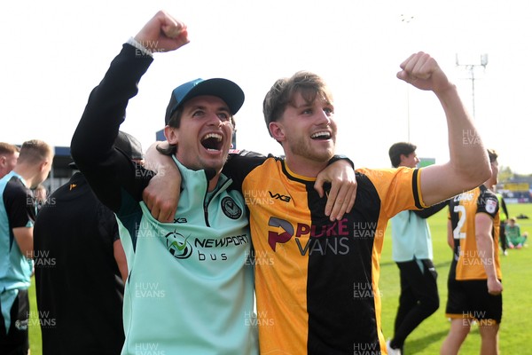 020526 - Barrow v Newport County - Sky Bet League 2 -  Anthony Glennon of Newport County and Ben Lloyd of Newport County celebrates at full time