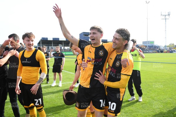 020526 - Barrow v Newport County - Sky Bet League 2 -  James Crole of Newport County and Harrison Biggins of Newport County celebrates at full time