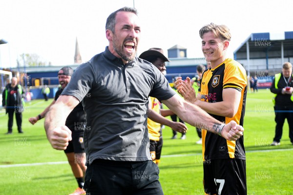020526 - Barrow v Newport County - Sky Bet League 2 -  Newport County Head Coach, Christian Fuchs celebrates at full time