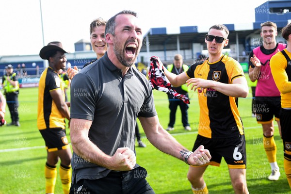 020526 - Barrow v Newport County - Sky Bet League 2 -  Newport County Head Coach, Christian Fuchs celebrates at full time