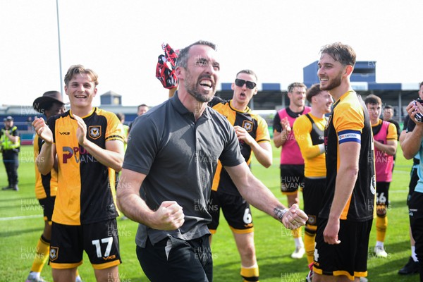 020526 - Barrow v Newport County - Sky Bet League 2 -  Newport County Head Coach, Christian Fuchs celebrates at full time