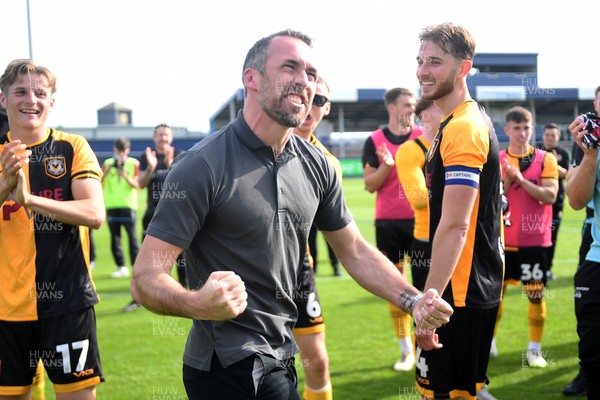 020526 - Barrow v Newport County - Sky Bet League 2 -  Newport County Head Coach, Christian Fuchs celebrates at full time