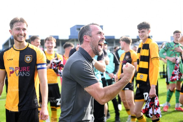 020526 - Barrow v Newport County - Sky Bet League 2 -  Newport County Head Coach, Christian Fuchs celebrates at full time