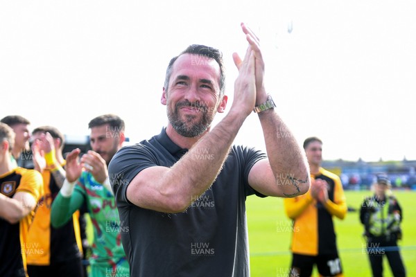 020526 - Barrow v Newport County - Sky Bet League 2 -  Newport County Head Coach, Christian Fuchs celebrates at full time