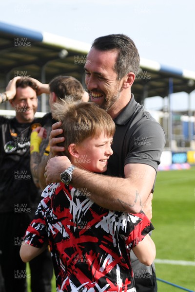020526 - Barrow v Newport County - Sky Bet League 2 -  Newport County Head Coach, Christian Fuchs celebrates at full time with his son