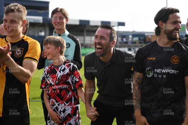 020526 - Barrow v Newport County - Sky Bet League 2 -  Newport County Head Coach, Christian Fuchs celebrates at full time with his son