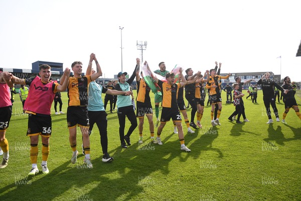 020526 - Barrow v Newport County - Sky Bet League 2 -  Newport players celebrates at full time