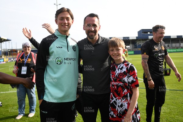 020526 - Barrow v Newport County - Sky Bet League 2 -  Newport County Head Coach, Christian Fuchs celebrates at full time with his sons