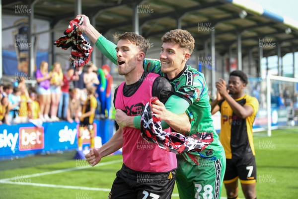 020526 - Barrow v Newport County - Sky Bet League 2 -  Ryan Delaney of Newport County celebrates with Jordan Wright of Newport County at full time