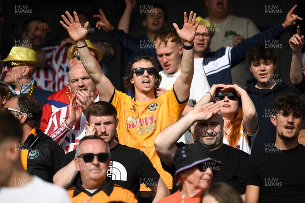 020526 - Barrow v Newport County - Sky Bet League 2 -  Newport fans celebrates at full time