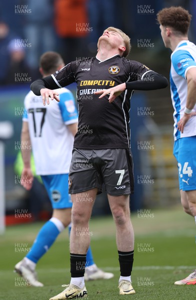 230324 - Barrow v Newport County - Sky Bet League 2 - Will Evans of Newport County rues a missed chance