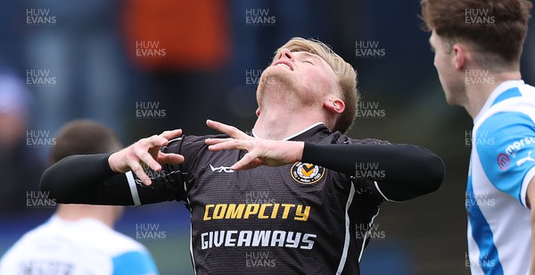 230324 - Barrow v Newport County - Sky Bet League 2 - Will Evans of Newport County rues missed chance