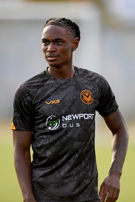 250725 - Barry Town United v Newport County - Pre Season Friendly - Habeeb Ogunneye of Newport County