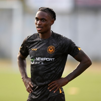 250725 - Barry Town United v Newport County - Pre Season Friendly - Habeeb Ogunneye of Newport County