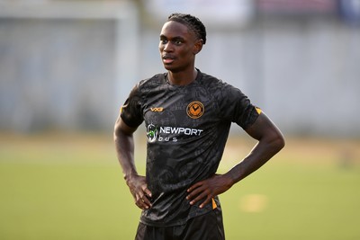 250725 - Barry Town United v Newport County - Pre Season Friendly - Habeeb Ogunneye of Newport County