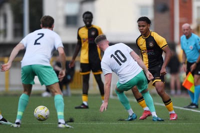 250725 - Barry Town United v Newport County - Pre Season Friendly - Armani Babah of Newport County