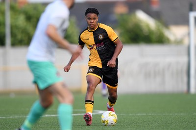 250725 - Barry Town United v Newport County - Pre Season Friendly - Armani Babah of Newport County