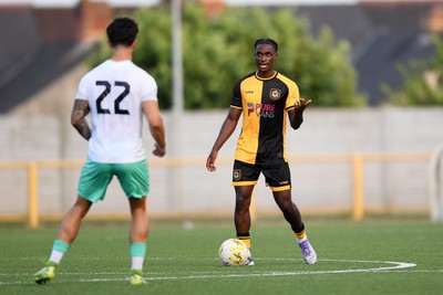 250725 - Barry Town United v Newport County - Pre Season Friendly - Habeeb Ogunneye of Newport County