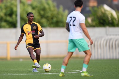 250725 - Barry Town United v Newport County - Pre Season Friendly - Habeeb Ogunneye of Newport County