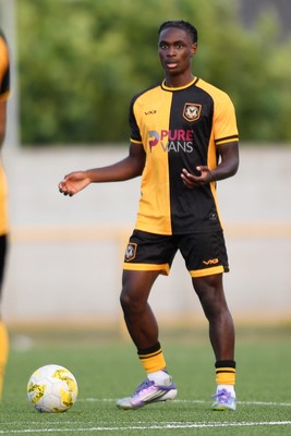 250725 - Barry Town United v Newport County - Pre Season Friendly - Habeeb Ogunneye of Newport County