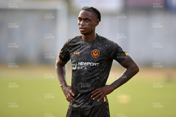 250725 - Barry Town United v Newport County - Pre Season Friendly - Habeeb Ogunneye of Newport County