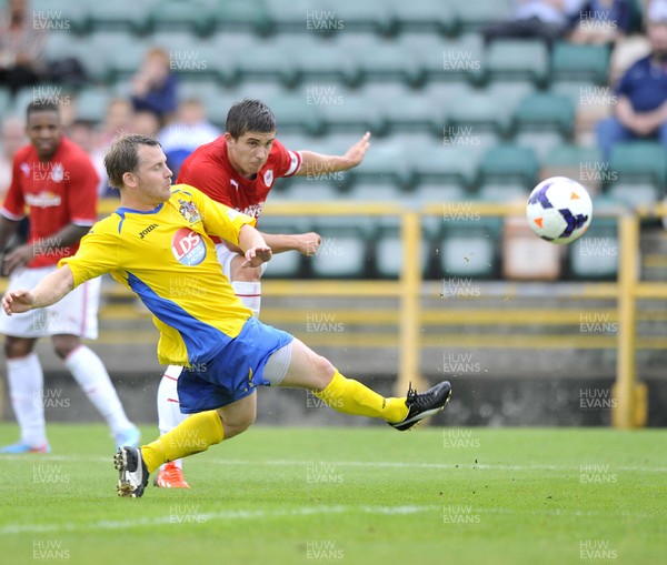 270713 - Barry Town v Cardiff City - Pre Season Friendly -    Declan John of Cardiff City shoots