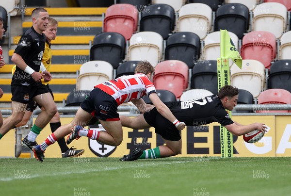 050525 - Barry v Gorseinon - U18 Plate Final - Boys U18s Finals Day - Joe Jenkins of Barry scores a try