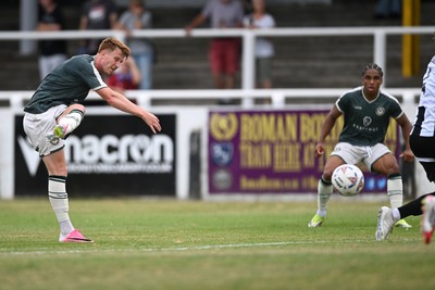 250726 - Bath City v Newport County - Pre Season Friendly - Ged Garner of Newport County scores the first goal of the game