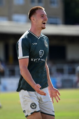 250726 - Bath City v Newport County - Pre Season Friendly - Harrison Halpin of Newport County celebrates scoring a goal