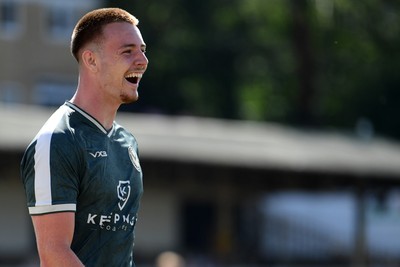 250726 - Bath City v Newport County - Pre Season Friendly - Harrison Halpin of Newport County celebrates scoring a goal