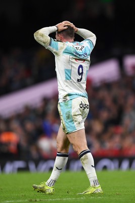 230525 - Bath Rugby v Lyon Olympique Universitaire - EPCR Challenge Cup Final - Ben Spencer of Bath Rugby celebrates scoring a try