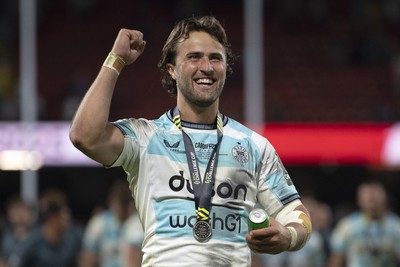 230525 - Bath Rugby v Lyon Olympique Universitaire - EPCR Challenge Cup Final - Tom de Glanville of Bath Rugby celebrates the win at full time