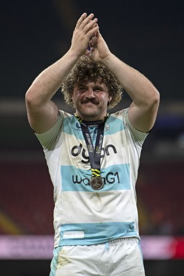 230525 - Bath Rugby v Lyon Olympique Universitaire - EPCR Challenge Cup Final - Alfie Barbeary of Bath Rugby celebrates the win at full time